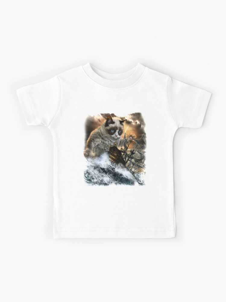 Persian Kraken Cat Attacking Kraken Ship Kids T Shirt By Leoadam Redbubble - kraken attack roblox