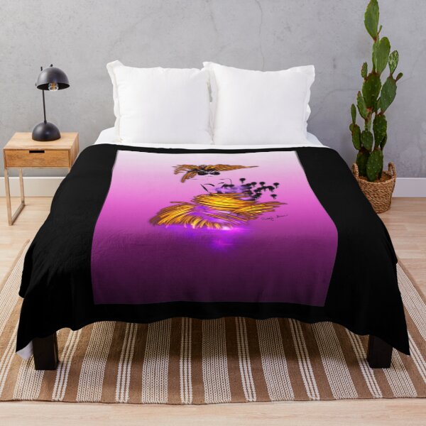 Item preview, Fashion model illustration in gold and violet, pink gradient background  designed and sold by PetaJaneDesigns.