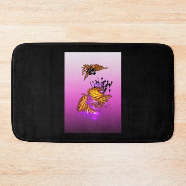 Item preview, Fashion model illustration in gold and violet, pink gradient background  designed and sold by PetaJaneDesigns.