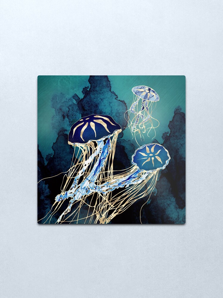 Alternate view of Metallic Jellyfish III Metal Print