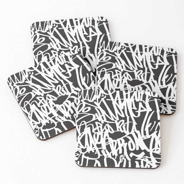 Item preview, Graffiti Writing Pattern Design White on Black designed and sold by Stephen Chambers / The Pop Art Factory.