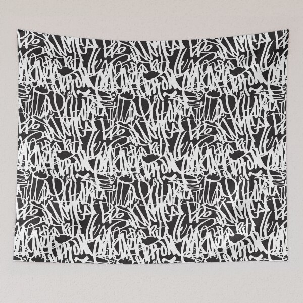 Item preview, Graffiti Writing Pattern Design White on Black designed and sold by Stephen Chambers / The Pop Art Factory.