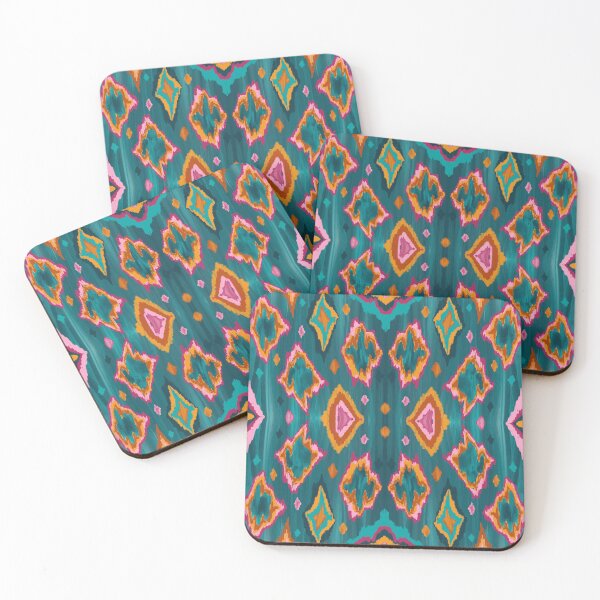 Item preview, Diamond ikat in teal and orange designed and sold by Marlene Wagenhofer.