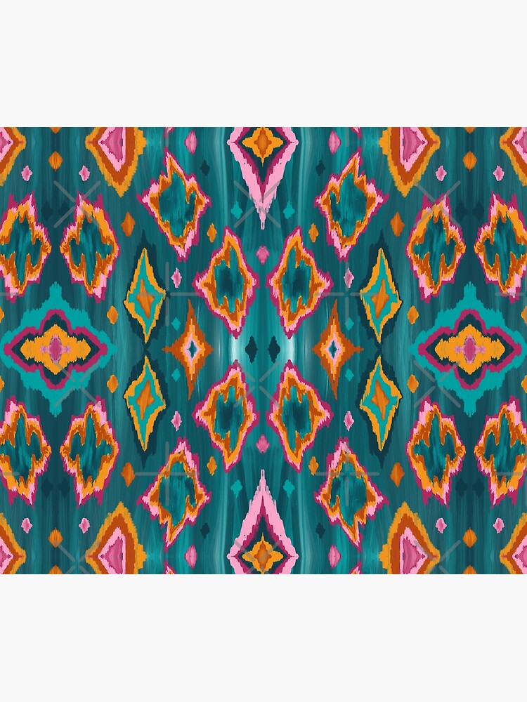 Diamond ikat in teal and orange by nobelbunt