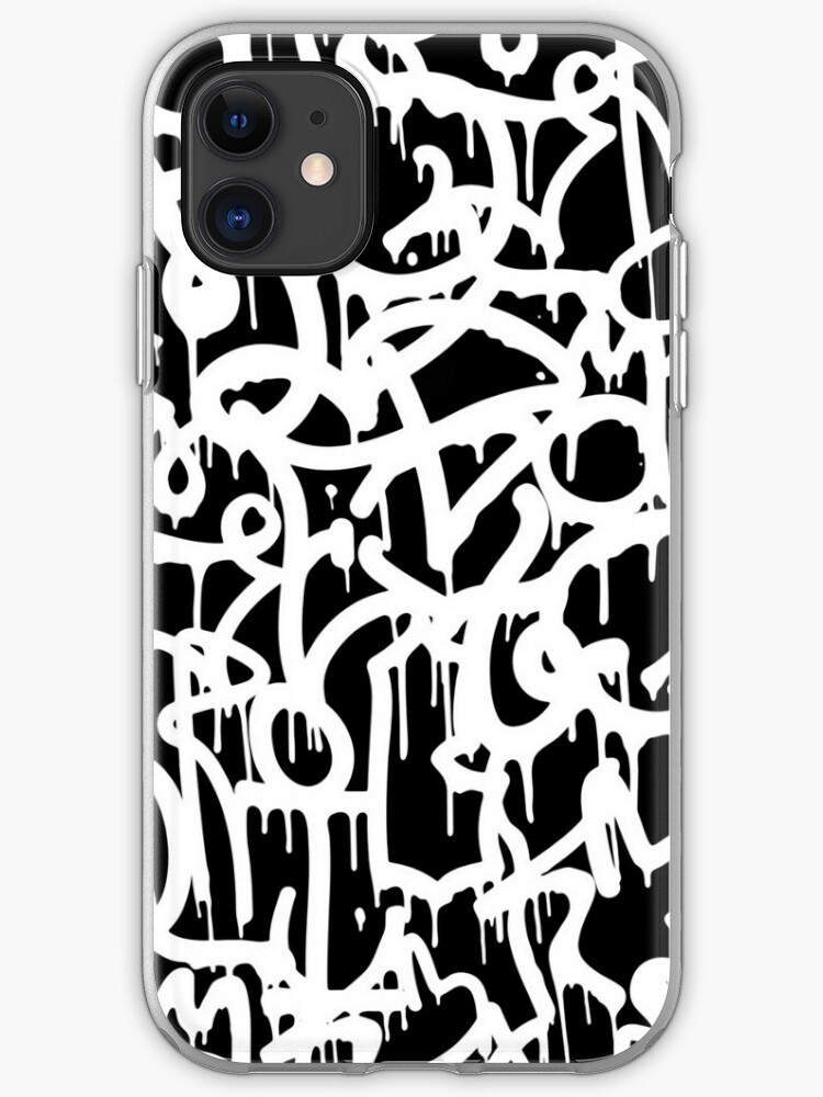 Graffiti Writing Dripping Paint Pattern Design White On Black Iphone Case Cover By Geekuniverse Redbubble