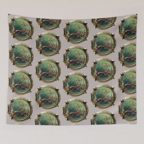 Item preview, Porthole View of Vintage Divers with Diving Helmets and an Octopus designed and sold by urmaddad.