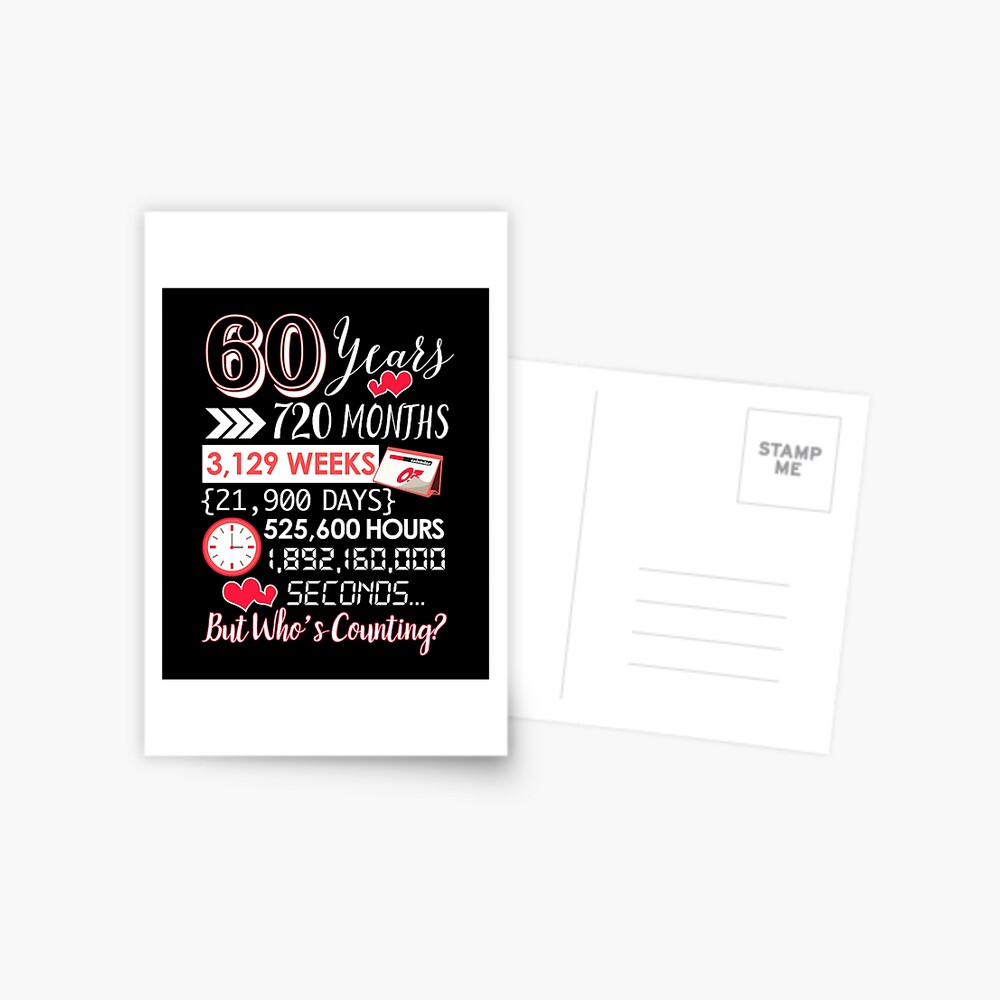 60th 60 Years Diamond Wedding Anniversary Gift Present Married 