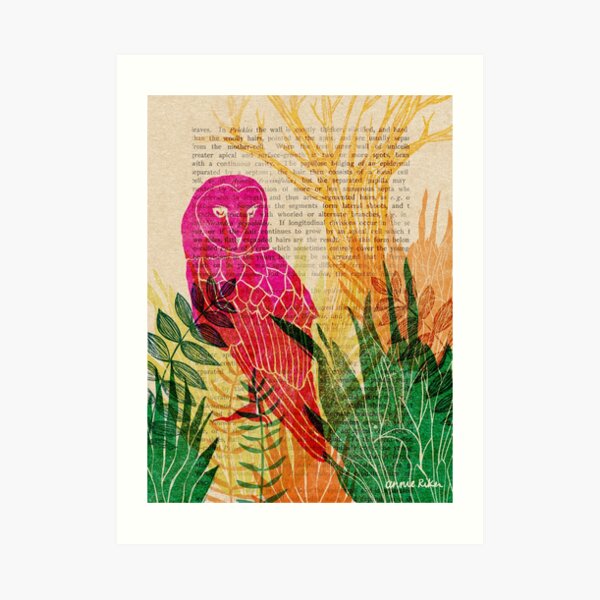 Woodblock Owl Art Print