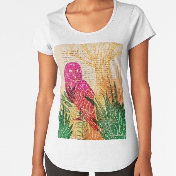 Woodblock Owl Premium Scoop T-Shirt