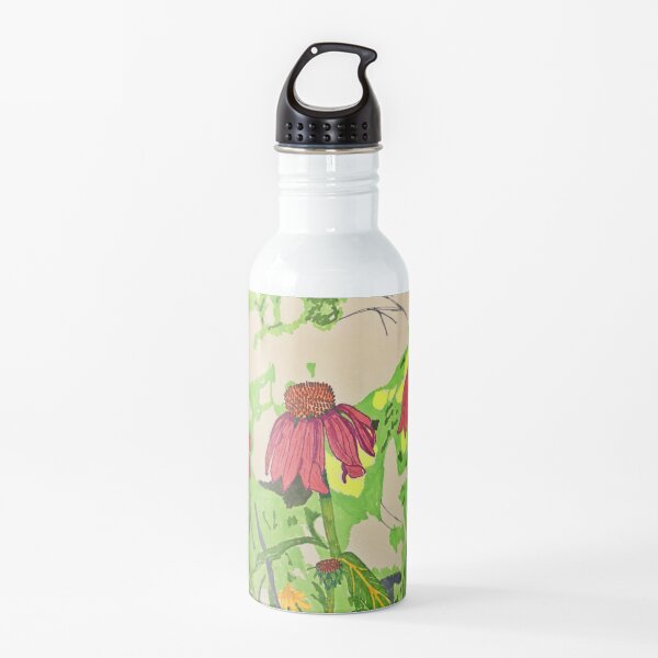 Cone Flowers Sketch and Colour Water Bottle