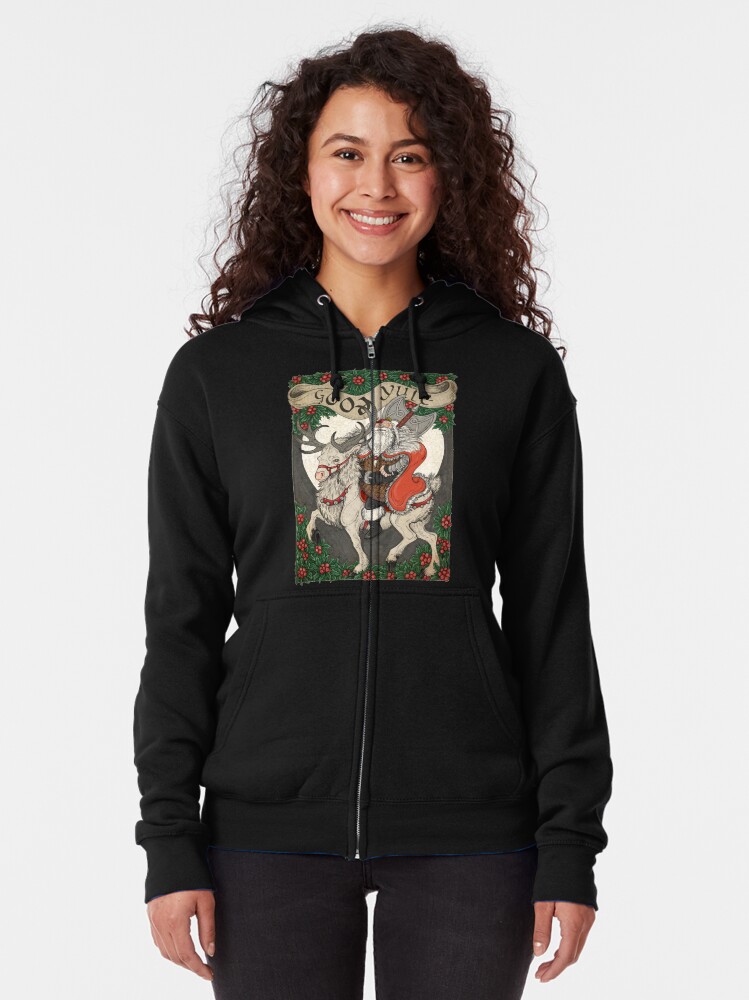 Alternate view of Nordic Santa - Red Zipped Hoodie