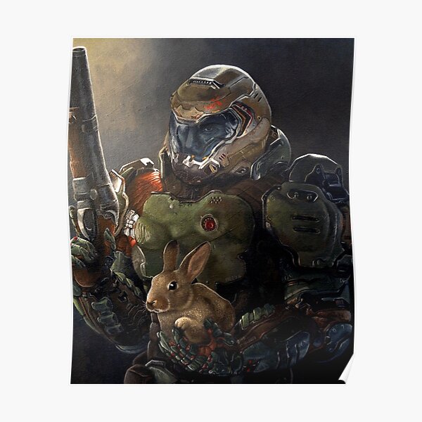 Doomguy And Daisy Painting Poster