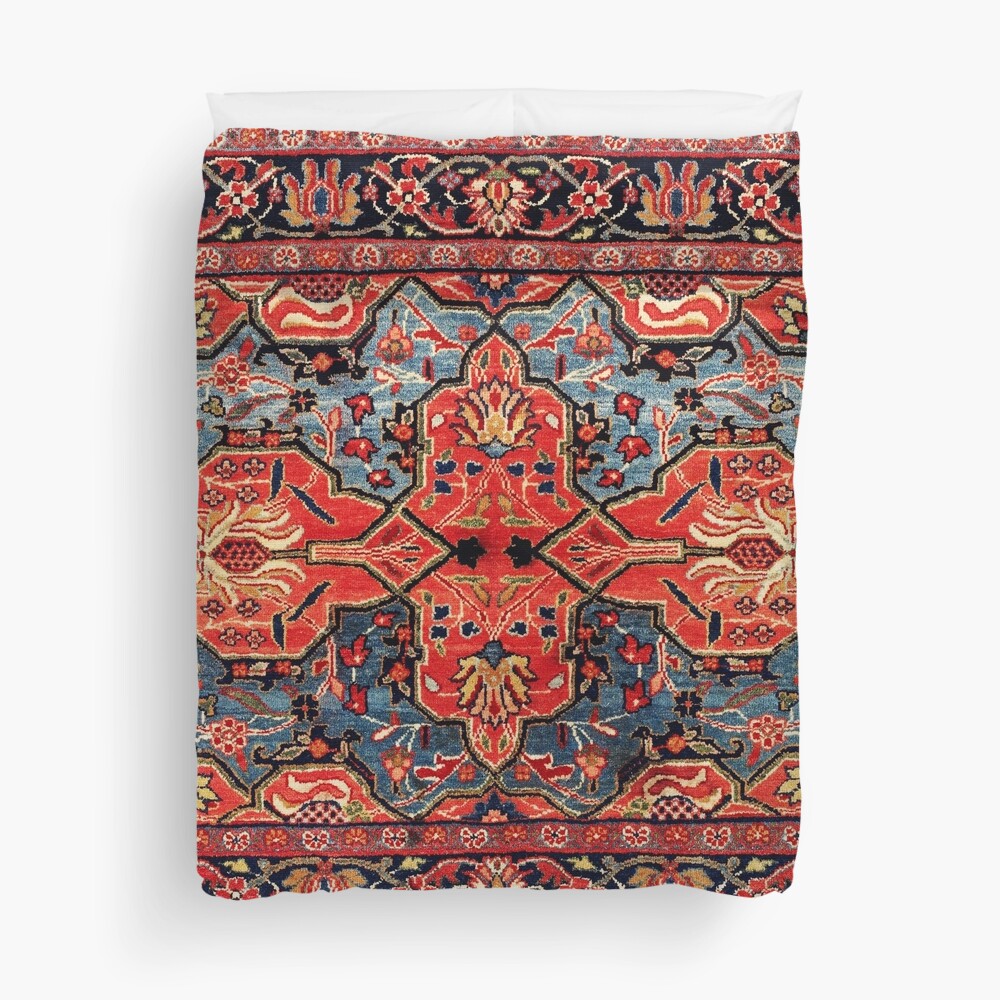 Kashan Poshti Central Persian Rug Print Duvet Cover