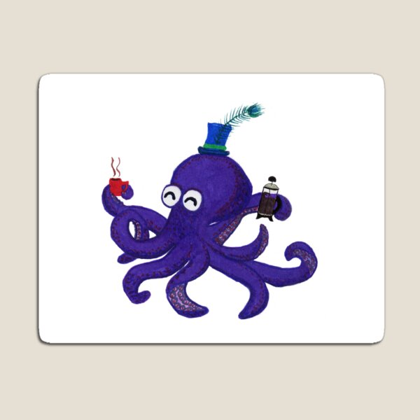 Coffee-loving Octopus Magnet