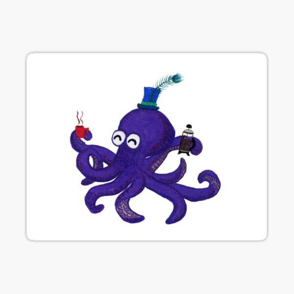 Coffee-loving Octopus Sticker