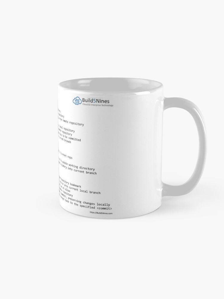 Alternate view of Git Cheat Sheet from Build5Nines.com Mug