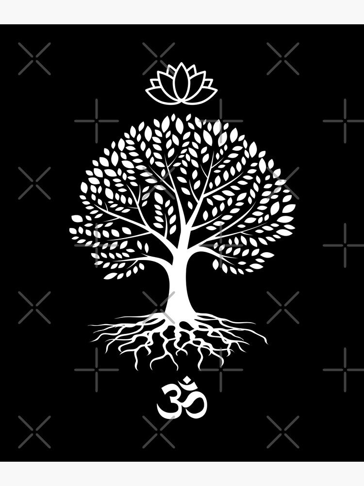 Spiritual Symbols Lotus Flower Tree Of Life Om Yoga Design Greeting Card By Goodguy53 Redbubble