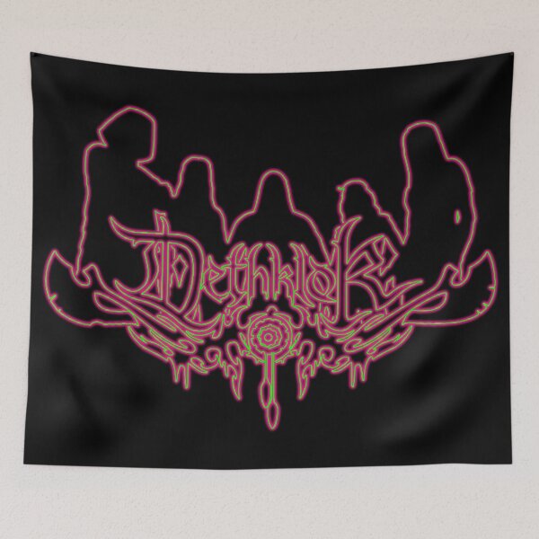 Item preview, Toxic Glow Neon Sign Dethklok Logo with Band Member Silhouette on Black designed and sold by gkillerb.