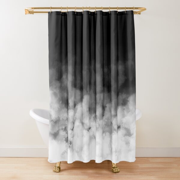 Ombre White and Black Minimal Shower Curtain