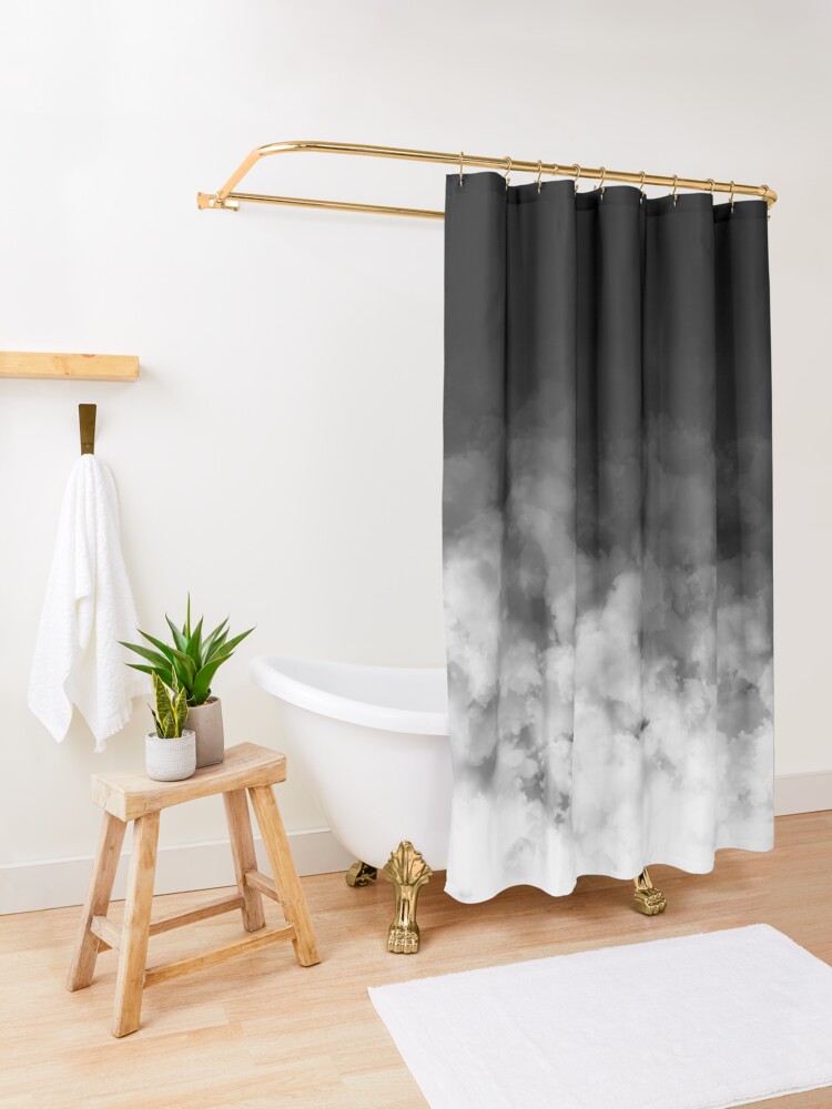 Alternate view of Ombre White and Black Minimal Shower Curtain