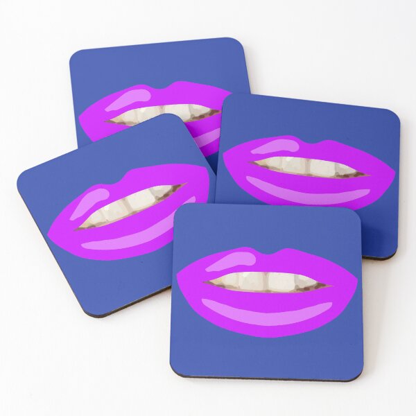 Item preview, Mouth Teeth Smile Mauve Lips Blue Bg designed and sold by joanstratton.