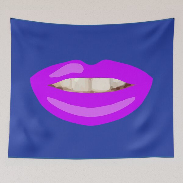 Item preview, Mouth Teeth Smile Mauve Lips Blue Bg designed and sold by joanstratton.
