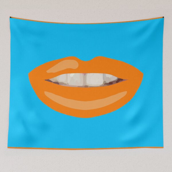 Item preview, Mouth Teeth Smile Orange Lips Blue Bg designed and sold by joanstratton.