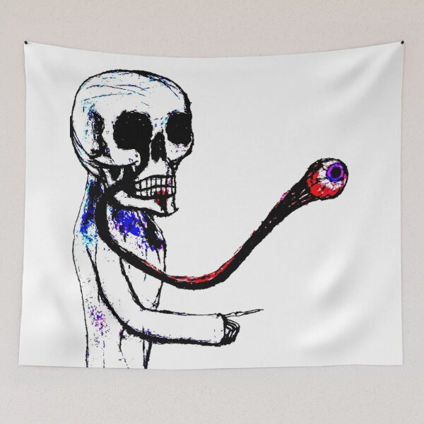 Item preview, Sketchy Pointing Skeleton With Robotic Eye designed and sold by GrudleBay.