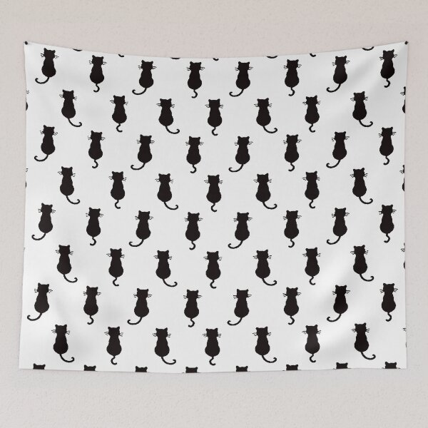 Item preview, Black Cat Polka Dot Pattern White Background designed and sold by taiche.