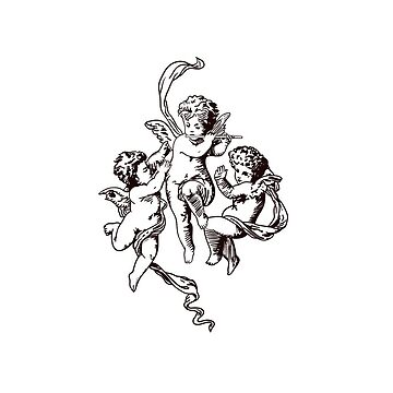 Artwork thumbnail, Cherubs Renaissance Lineart Sticker by birdsandbees