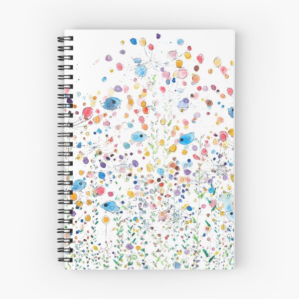 Item preview, hand painted abstract colorful wildflowers and birds watercolor designed and sold by ColorandColor.