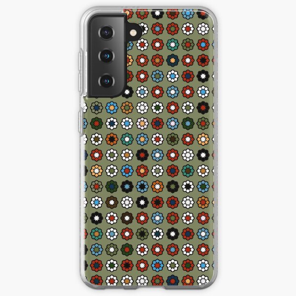 Parterre de fleurs, fond vert foncé, hippie style Samsung Galaxy Soft Case
