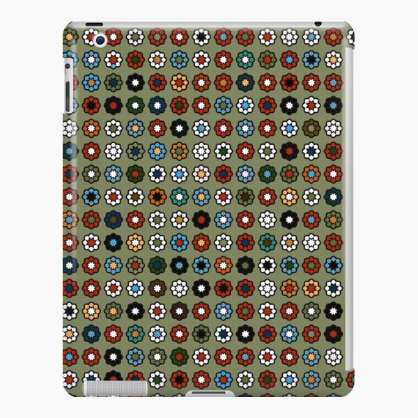 Parterre de fleurs, fond vert foncé, hippie style Coque rigide iPad