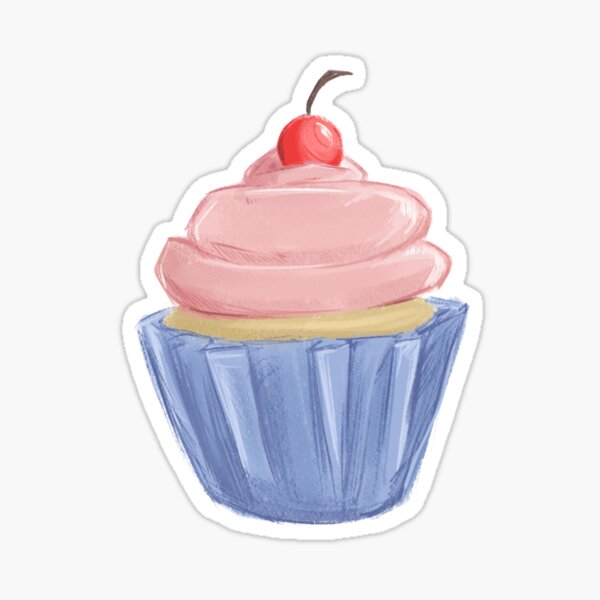 Pink Cupcake Cartoon Icon - Cupcake - Sticker