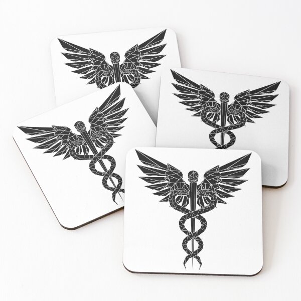 Item preview, Black Polygonal Caduceus Symbols designed and sold by Blackmoon9.