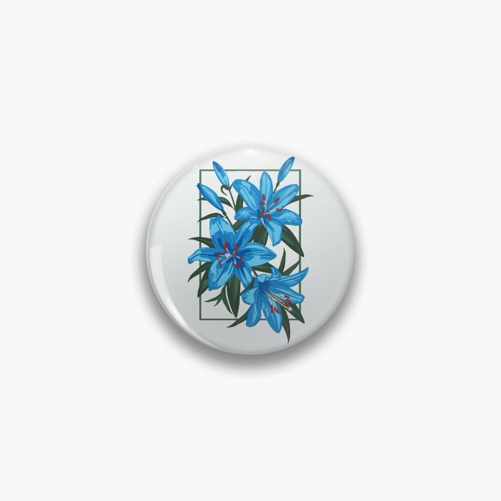 Chapa «Azucenas Azules. Ilustración de la flor» de lents | Redbubble