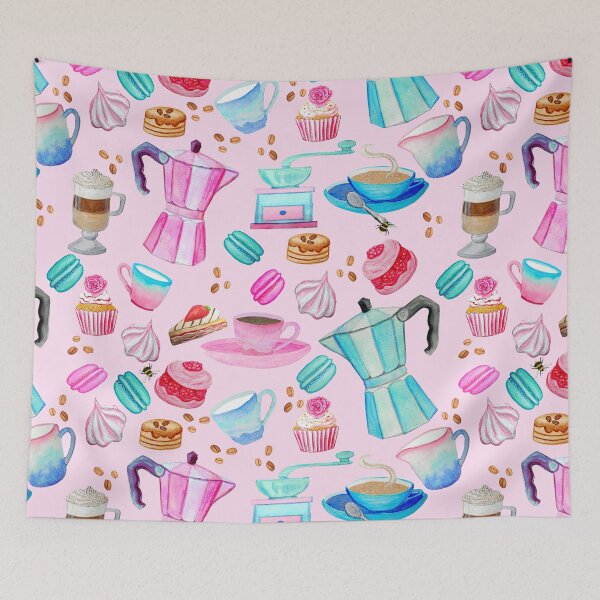 Item preview, Espresso Coffee lovers Retro, Macaron, Meringue, cupcakes and  freshly ground coffee beans!  designed and sold by MagentaRose.