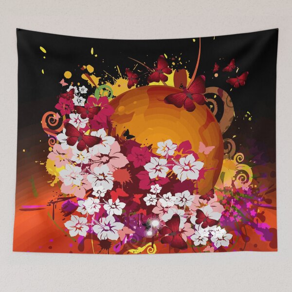 Aperçu de l'œuvre Chaos printanier avec papillons et fleurs créée et vendue par harietteh.