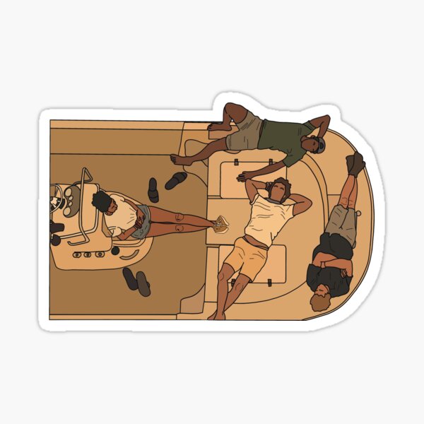 Pogues on their Boat, the "HMS Pogue" ; the Outer Banks Sticker