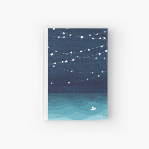 Garland of stars, teal ocean Hardcover Journal