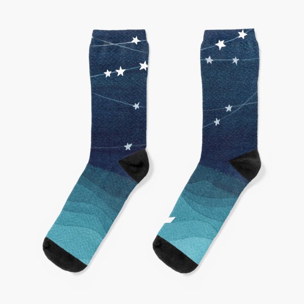 Garland of stars, teal ocean Socks