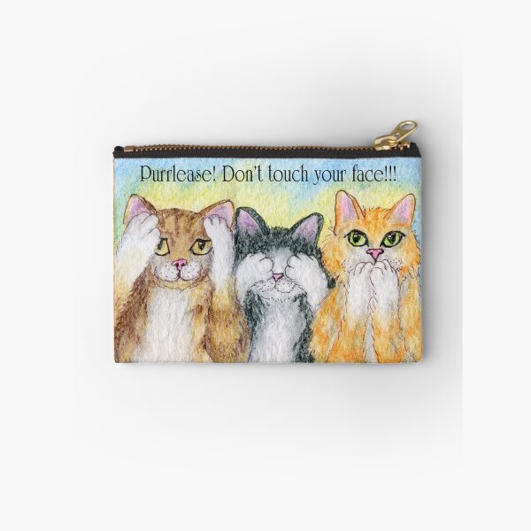 Item preview, Three Wise Moggies say "Don't touch your face" designed and sold by SusanAlisonArt.