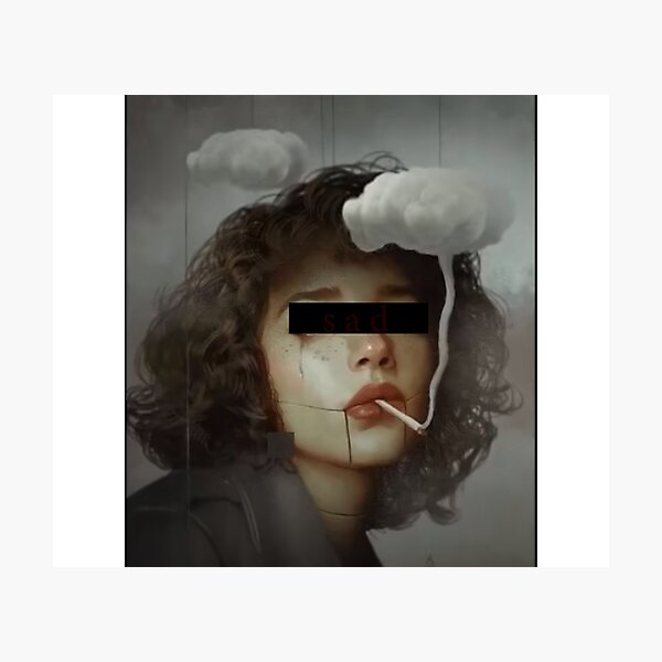 sad girl drawing Photographic Print