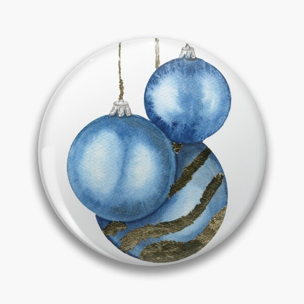 Item preview, Watercolor Christmas balls in blue and gold designed and sold by NataBold.