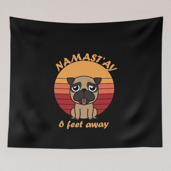 Item preview, namastay pug 6 feet away yoga vintage designed and sold by thehafdesigner.