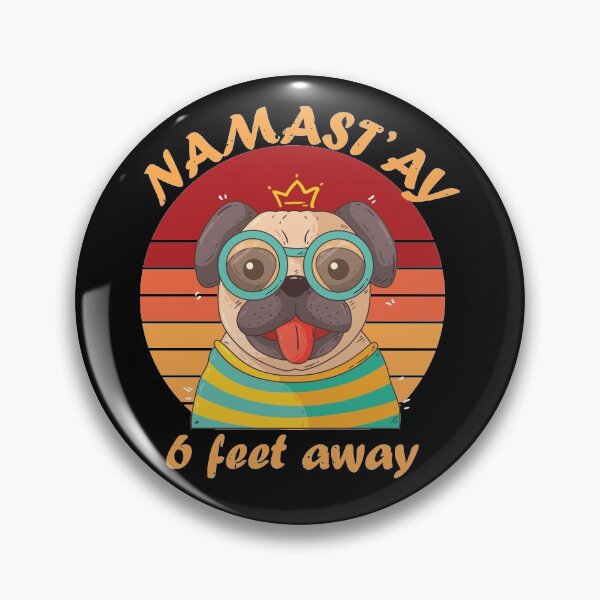 Item preview, Namastay 6 feet away vintage pug designed and sold by thehafdesigner.