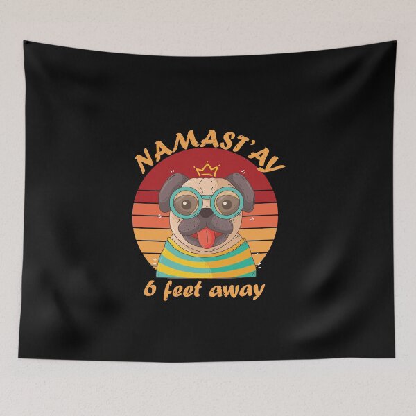 Item preview, Namastay 6 feet away vintage pug designed and sold by thehafdesigner.