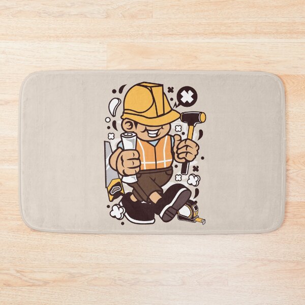 Item preview, Construction Worker Cartoon Character - Funny illustration for people who like building Fun ! designed and sold by Nickelparis.