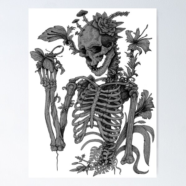 Item preview, skeleton and flowers series designed and sold by Artropodo.