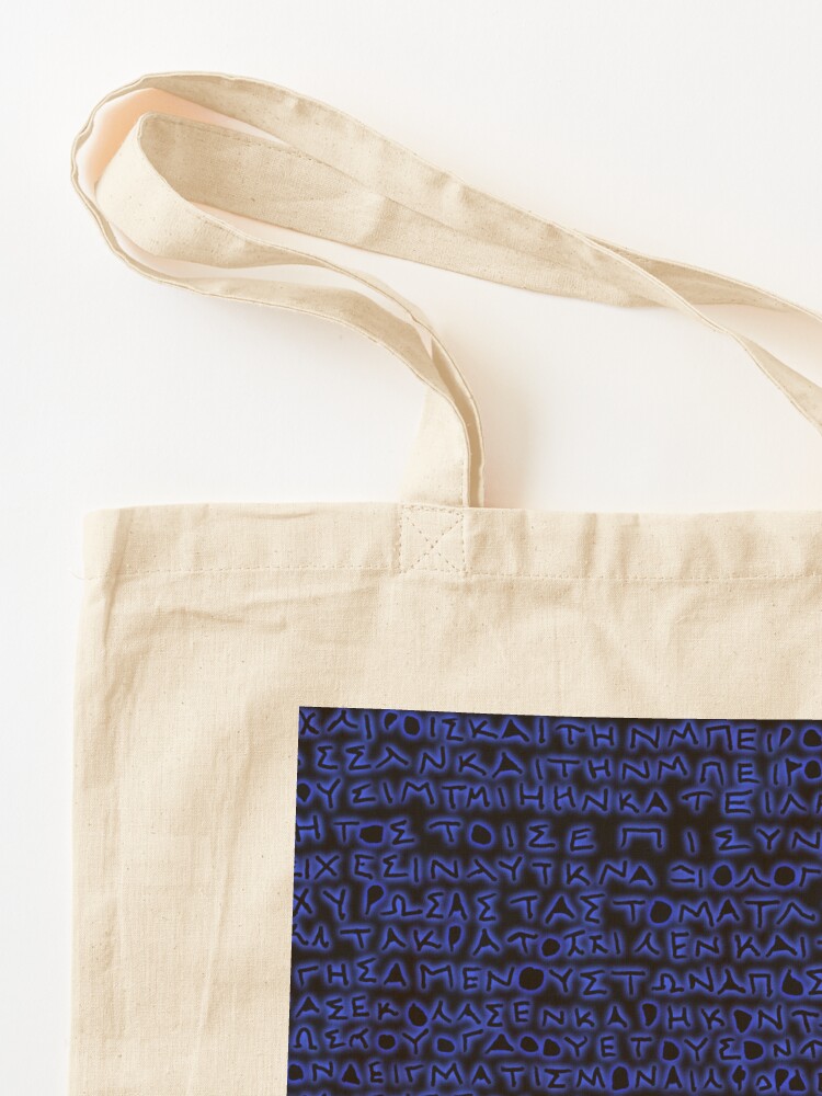 Glowing Ancient Greek Letters on Rosetta Stone | Tote Bag